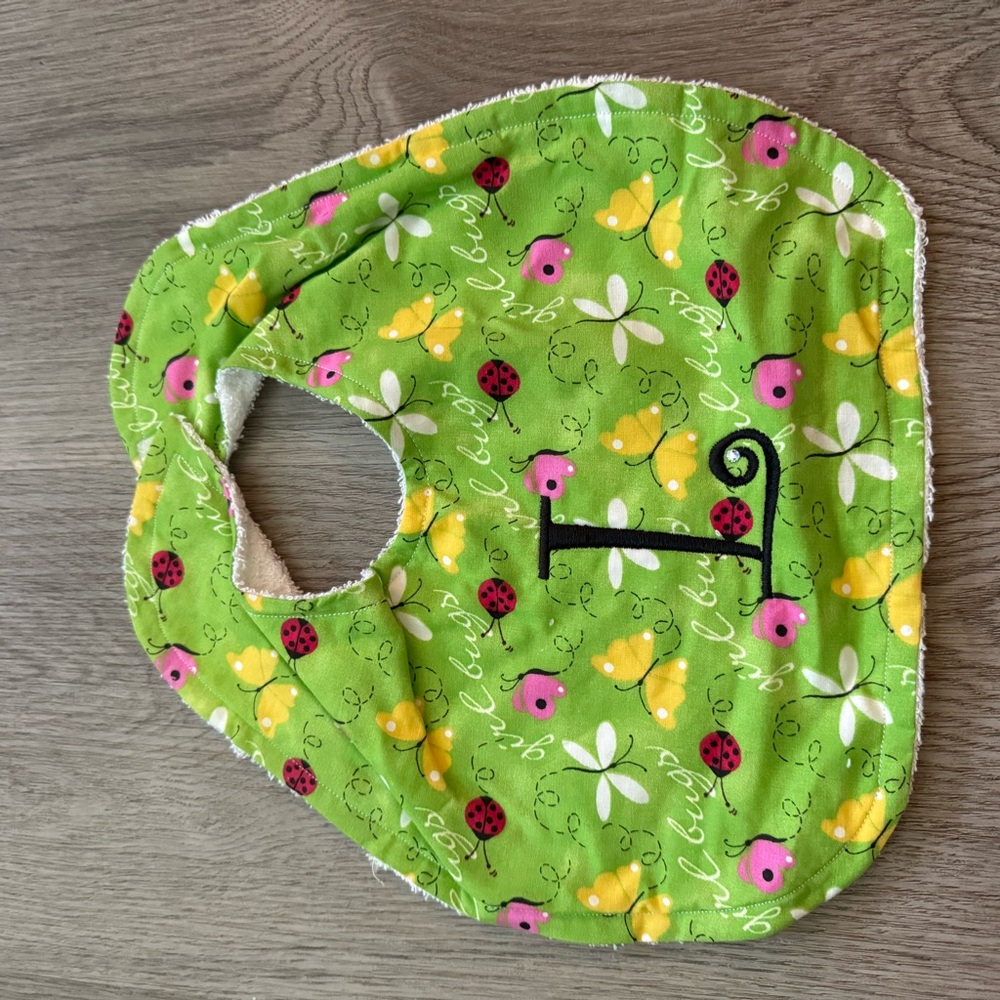 Green Floral Baby Bib